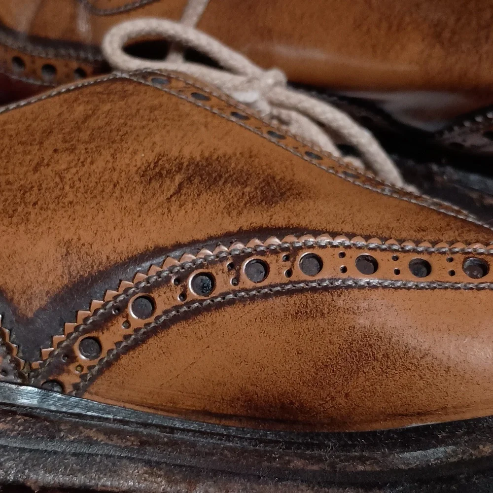 Vintage Mens Shoes Gilardini Italy Handmade Size 8 Spectator Brown Oxfords